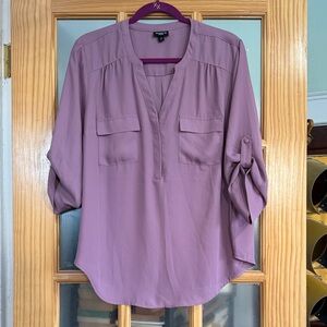 Torrid Mauve Blouse with Roll-Up Sleeves